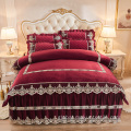 China Quilted lace crystal velvet printed bedskirt sheet set Factory